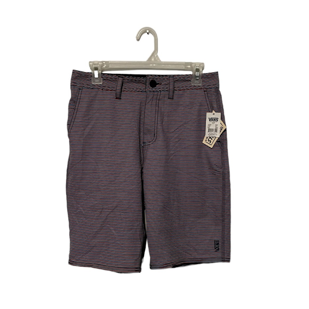 Vans Deck Siders Shorts Mens 28 Blue Red Striped Board Hybrid Swim Stretch NEW